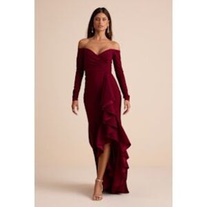 Lulu's Burgundy Off-Shoulder Dress